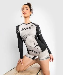 Alternative view of UFC Venum Authentic Fight Week Women's 2.0 Performance Long Sleeve Rashguard - Sand/Black