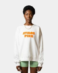 Atmos Pink Crew Logo Sweatshirt (White)