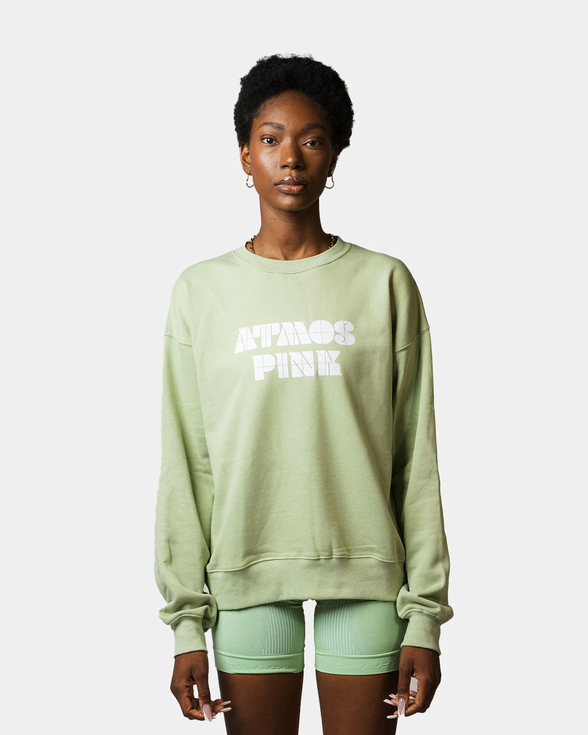 Atmos Pink Crew Logo Sweatshirt (Mint) 3 Atmos Pink Crew Logo Sweatshirt (Mint)