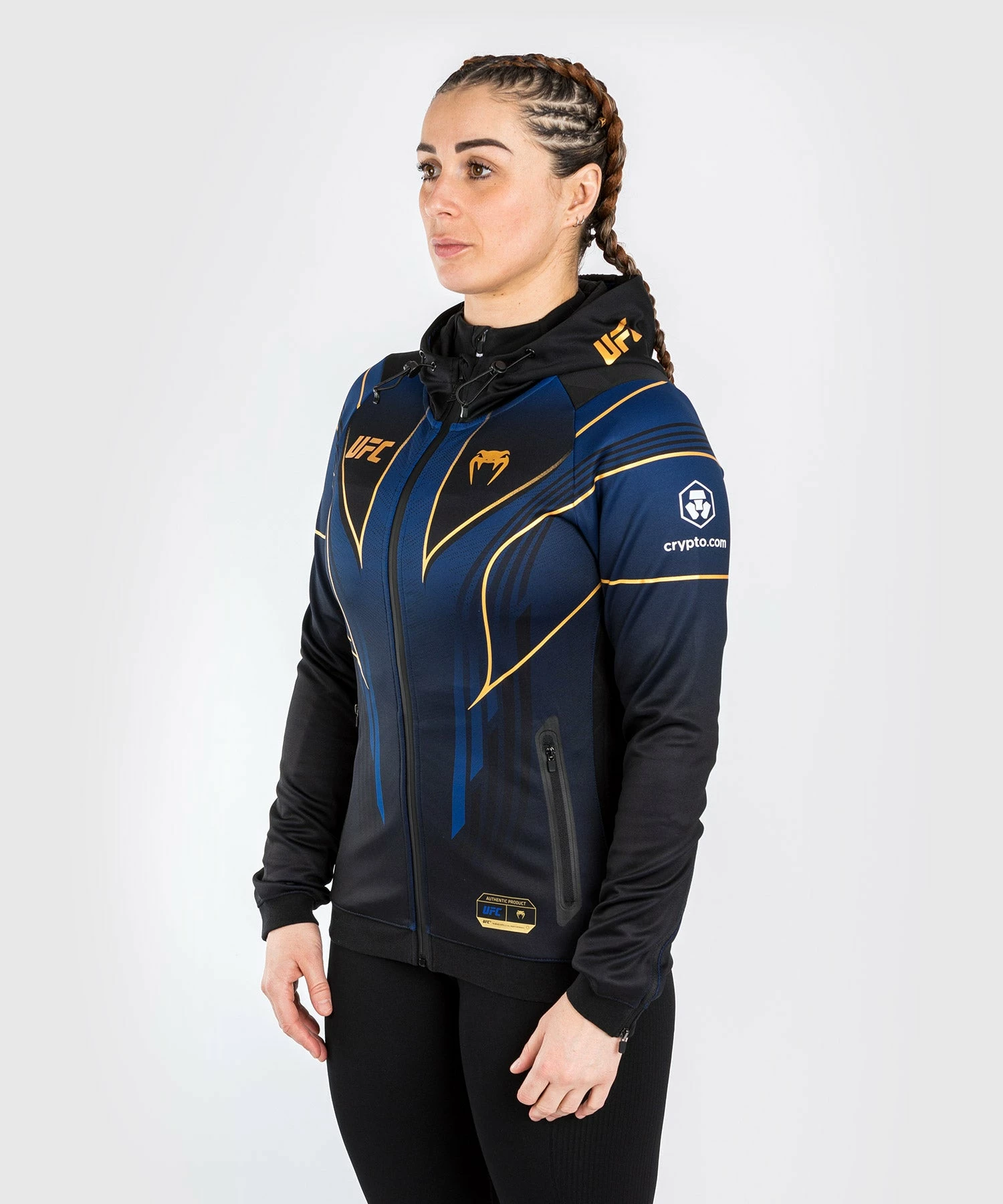 UFC Venum Personalized Authentic Fight Night 2.0 Kit By Venum Women's Walkout Hoodie - Midnight Edition - Champion - Image 5
