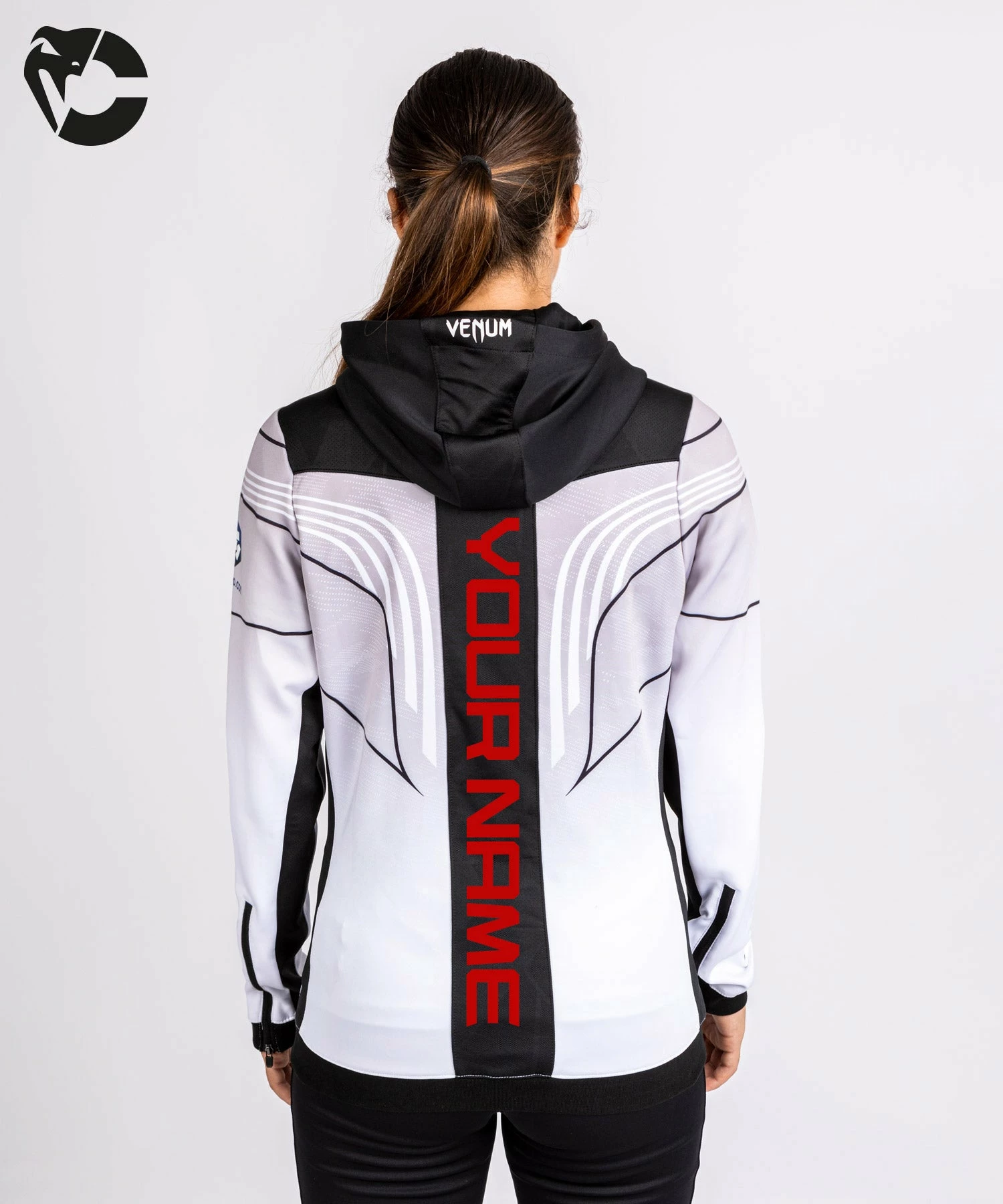 UFC Venum Personalized Authentic Fight Night 2.0 Women's Walkout Hoodie - White 3 UFC Venum Personalized Authentic Fight Night 2.0 Women's Walkout Hoodie - White