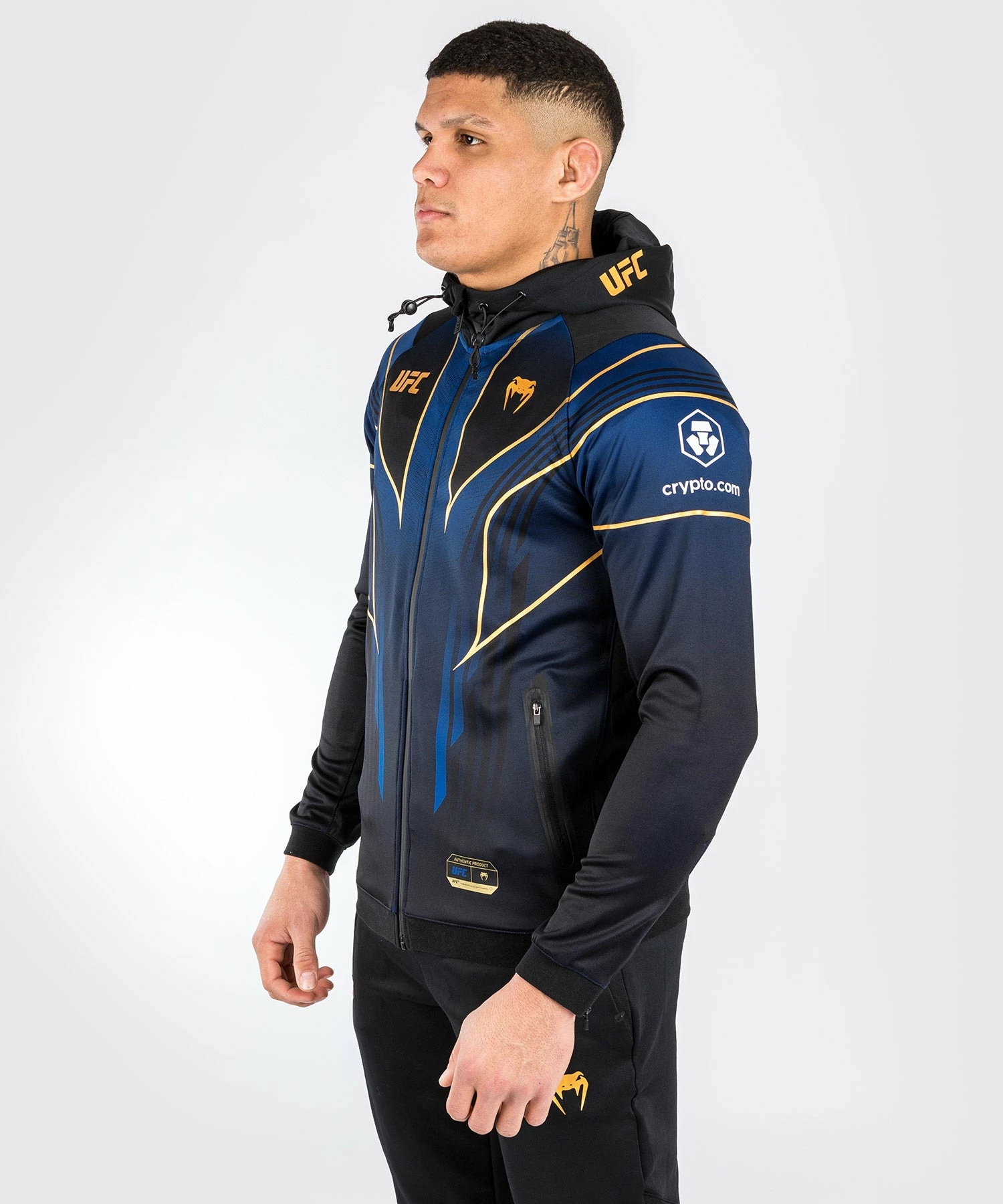 UFC Venum Personalized Authentic Fight Night 2.0 Kit By Venum Men's Walkout Hoodie - Midnight Edition - Champion 7 UFC Venum Personalized Authentic Fight Night 2.0 Kit By Venum Men's Walkout Hoodie - Midnight Edition - Champion - Image 5