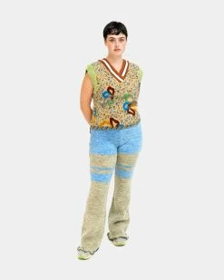 Andersson Bell Senya Color Block Knit Pants (Khaki | Blue)