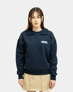 Atmos Pink Collared Sweat Top (Navy)