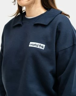 Alternative view of Atmos Pink Collared Sweat Top (Navy)