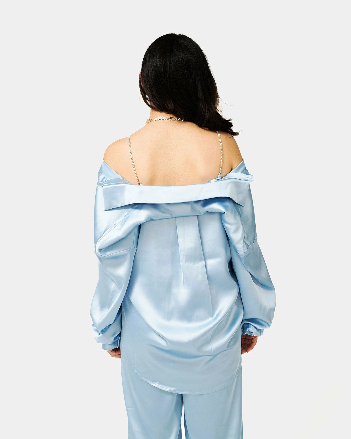Atmos Pink Satin Colored Shirt (Light Blue) 6 Atmos Pink Satin Colored Shirt (Light Blue) - Image 4