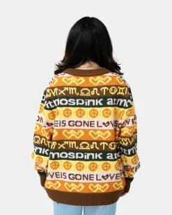 Atmos Pink Handwritten Style Jacquard Knit Cardigan (Brown) 8 Atmos Pink Handwritten Style Jacquard Knit Cardigan (Brown) -Venum Shop SS 08461