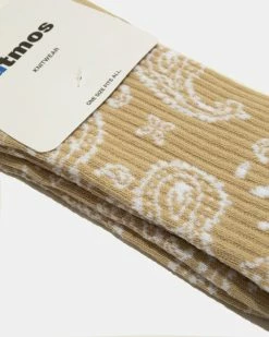 Alternative view of Atmos USA Atmos Paisley Socks (Beige | White)