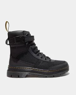 Dr. Martens Combs Tech 8 Tie Boot Tracts Black Open Cell (Black)